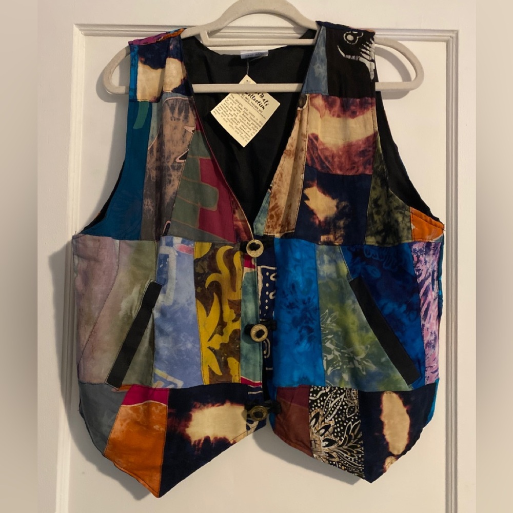 NWT Vintage Kosi Bali Boho Hippie Patchwork Multicolor Vest Made in Bali
